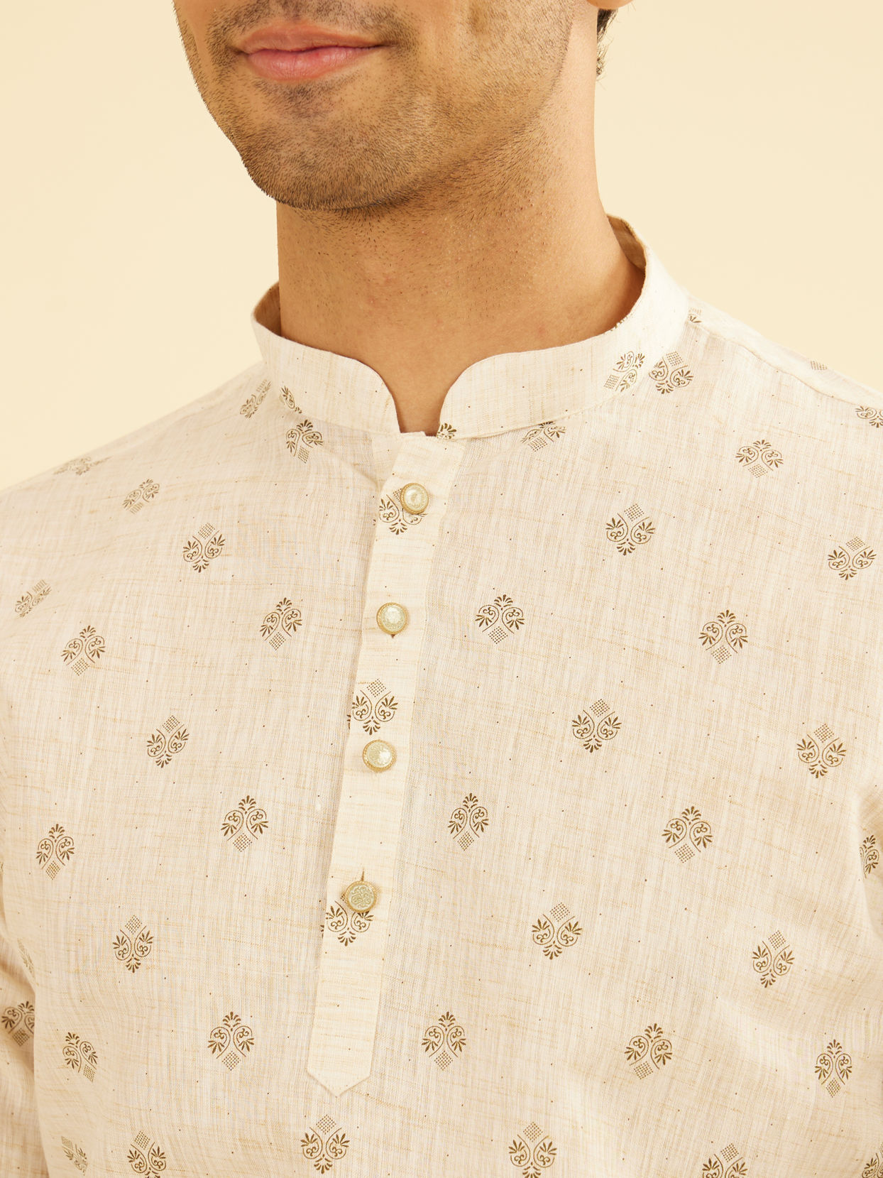 Manyavar Men Beige Elegance Short Kurta
