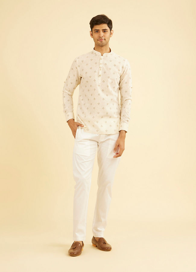 Manyavar Men Beige Elegance Short Kurta