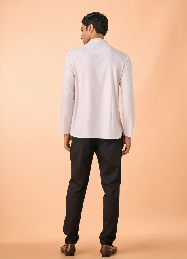 Manyavar Men Elegant White Short Kurta