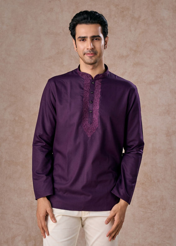 Manyavar Men Regal Purple Kurta Short Kurta