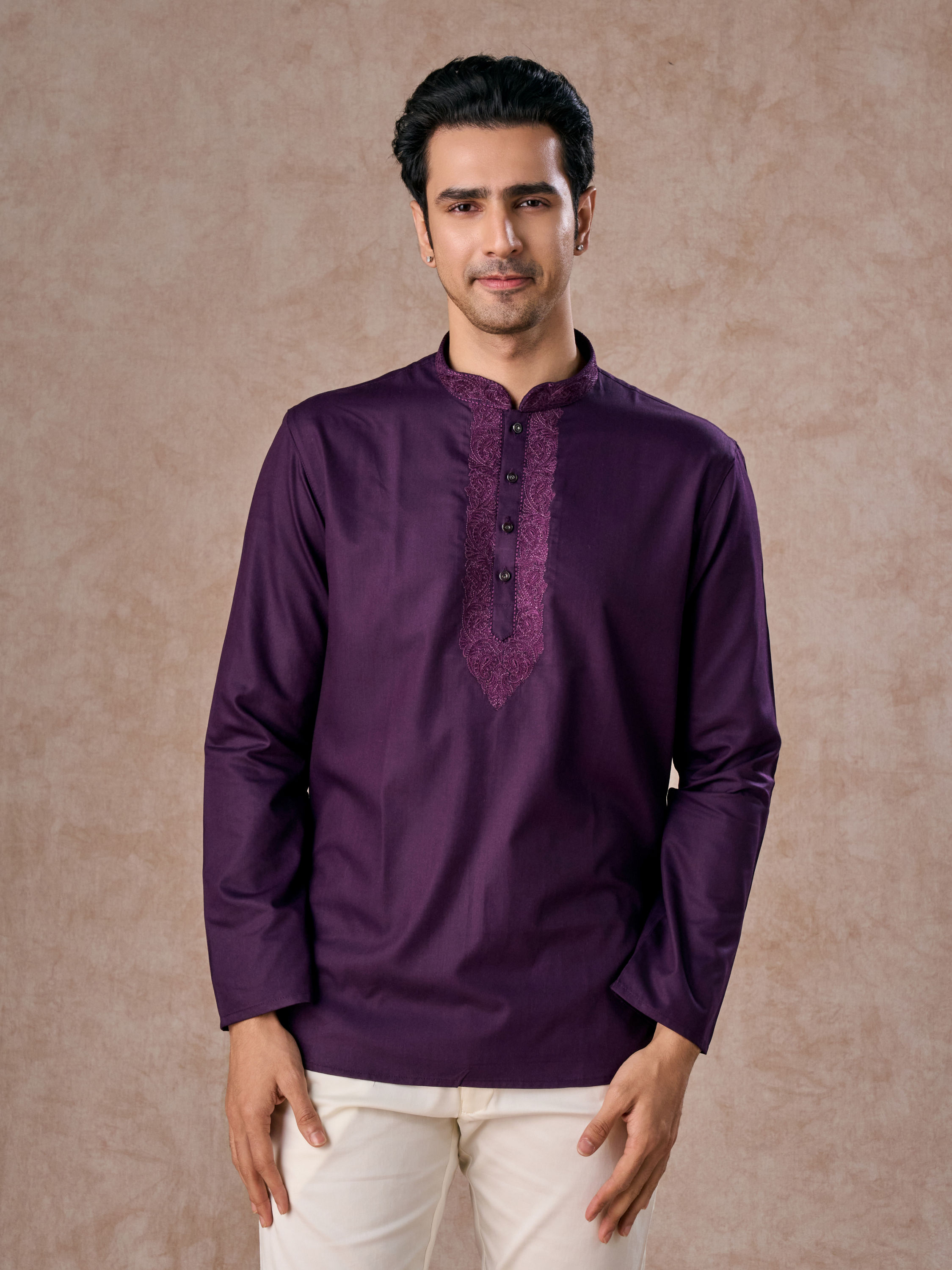 Manyavar Men Regal Purple Kurta Short Kurta
