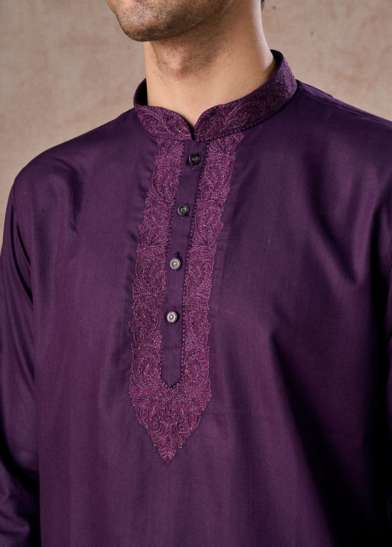 Manyavar Men Regal Purple Kurta Short Kurta