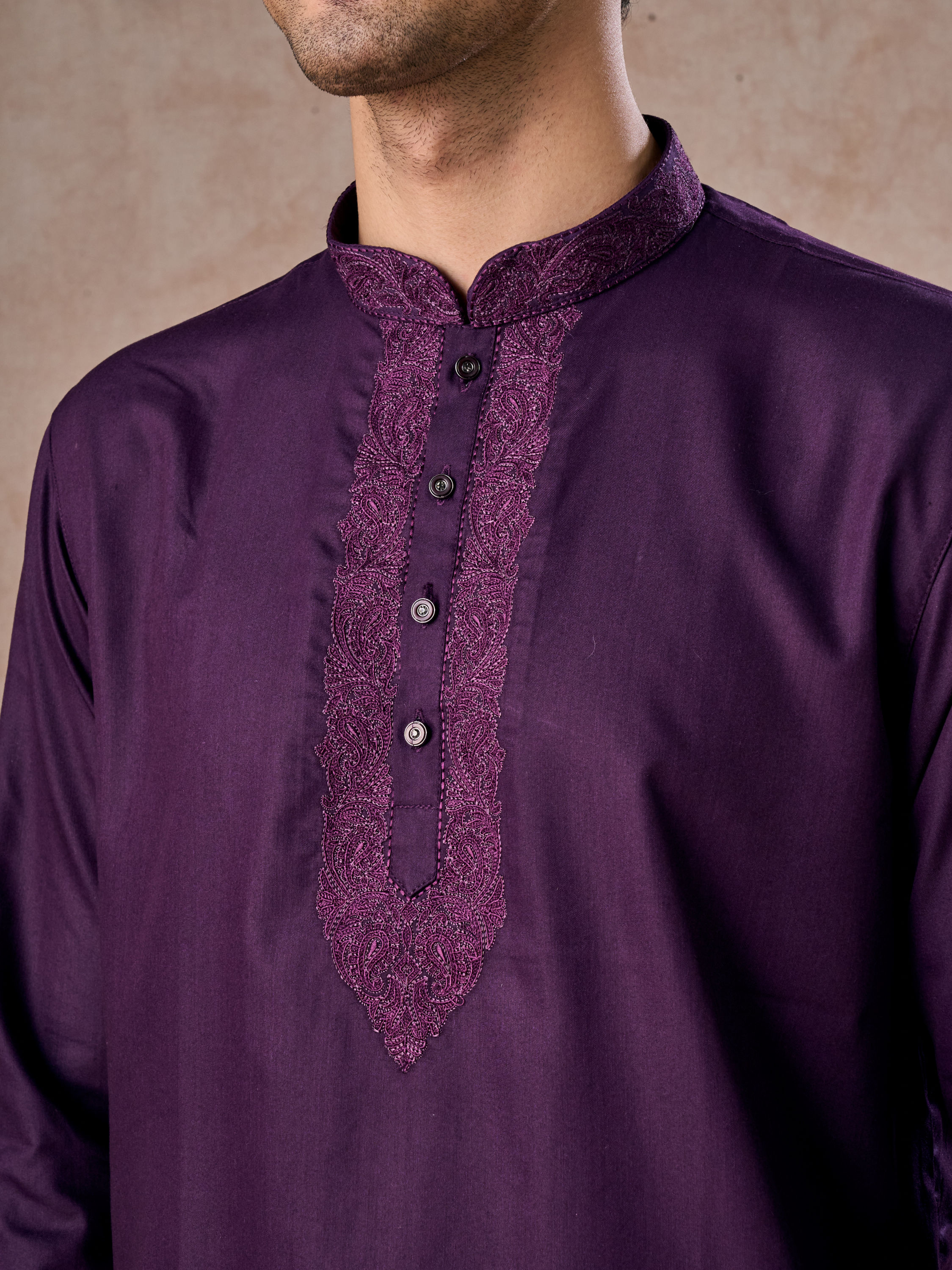 Manyavar Men Regal Purple Kurta Short Kurta