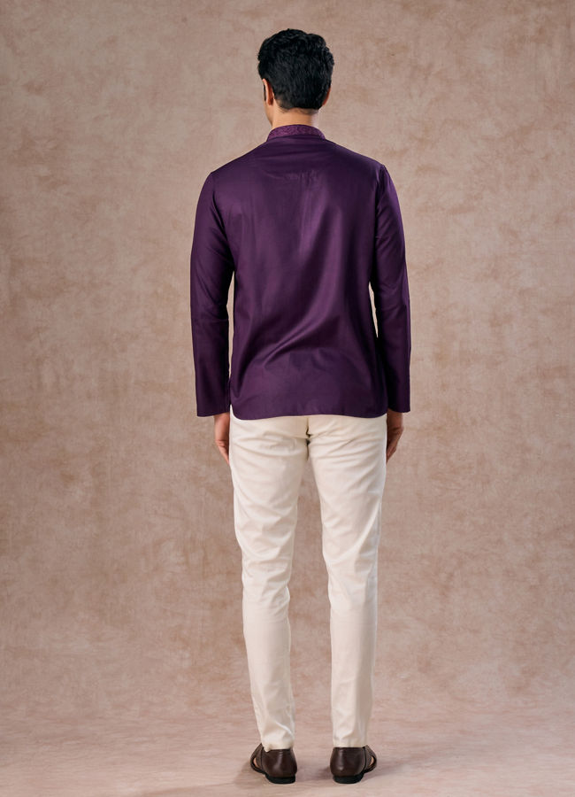 Manyavar Men Regal Purple Kurta Short Kurta