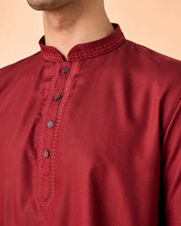 Manyavar Men Maroon Magnificence Short Kurta