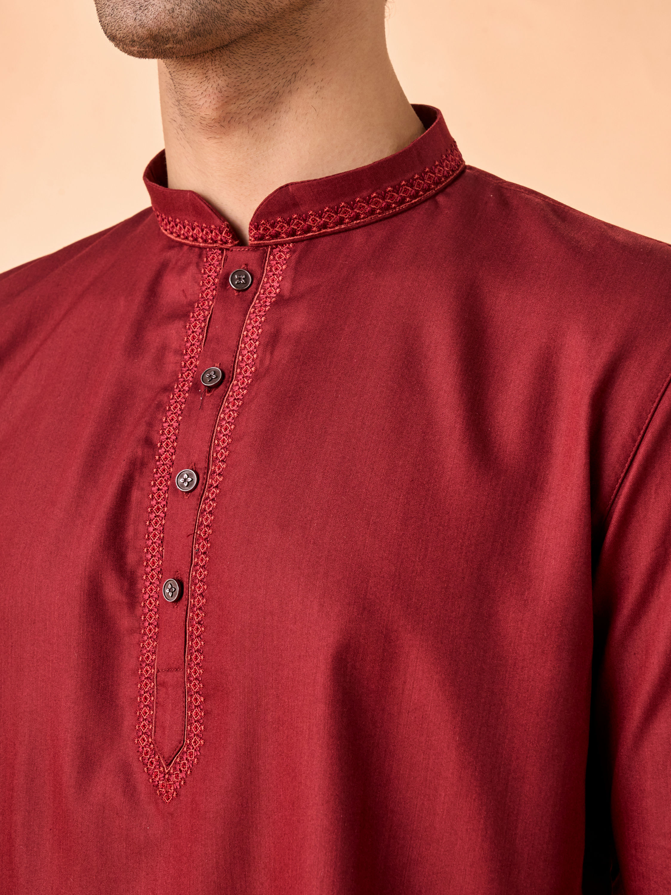 Manyavar Men Maroon Magnificence Short Kurta