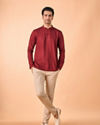 Manyavar Men Maroon Magnificence Short Kurta