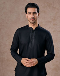 Manyavar Men Black Majestic Elegance Short Kurta