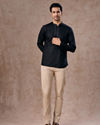 Manyavar Men Black Majestic Elegance Short Kurta