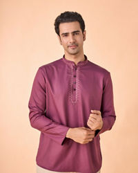 Manyavar Men Lustrous Purple Short Kurta