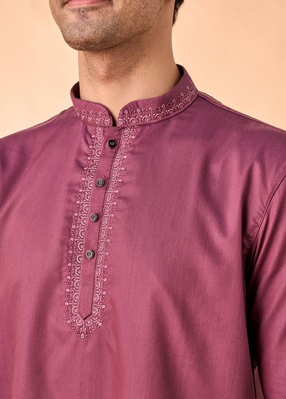 Manyavar Men Lustrous Purple Short Kurta