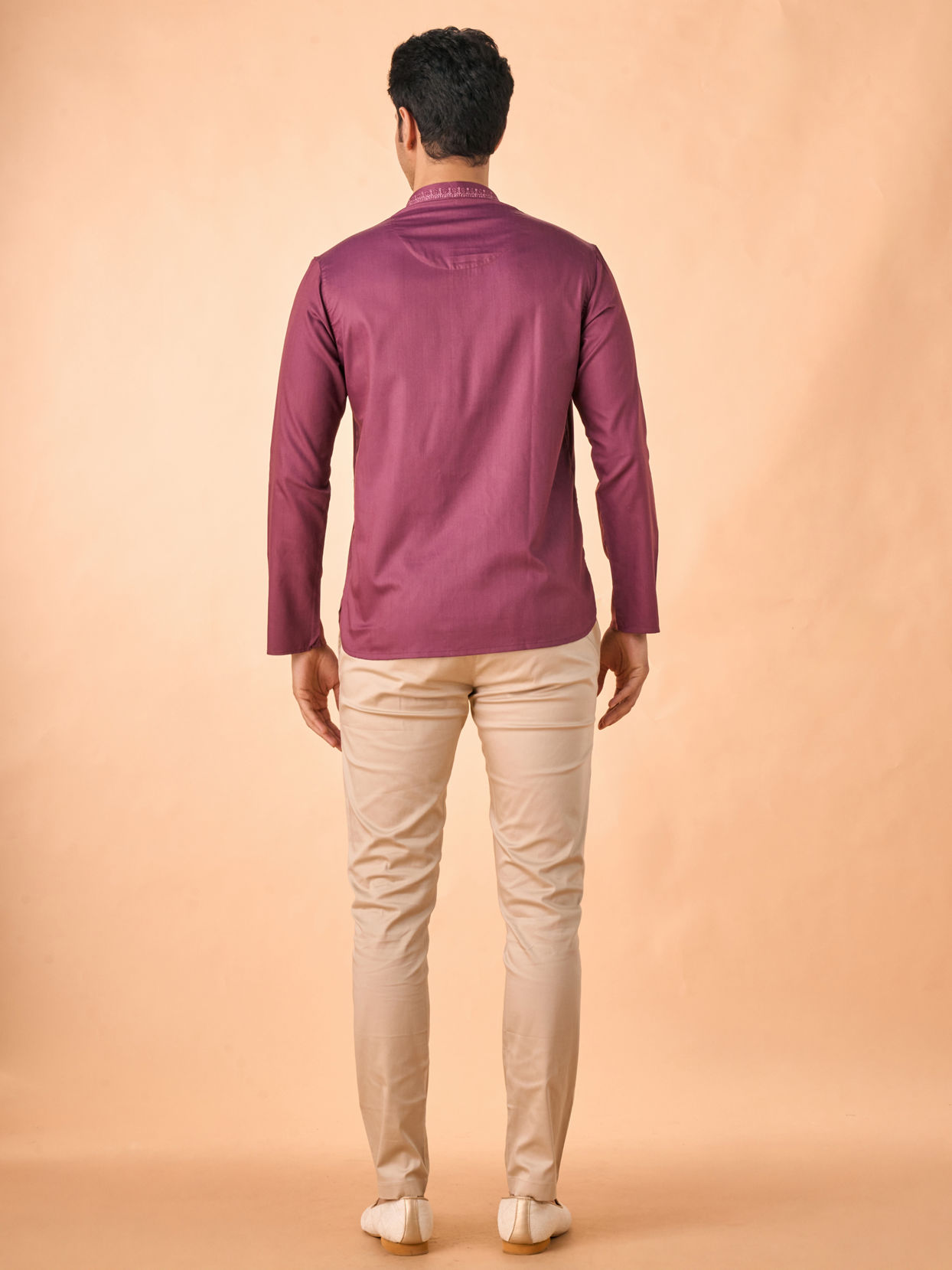 Manyavar Men Lustrous Purple Short Kurta