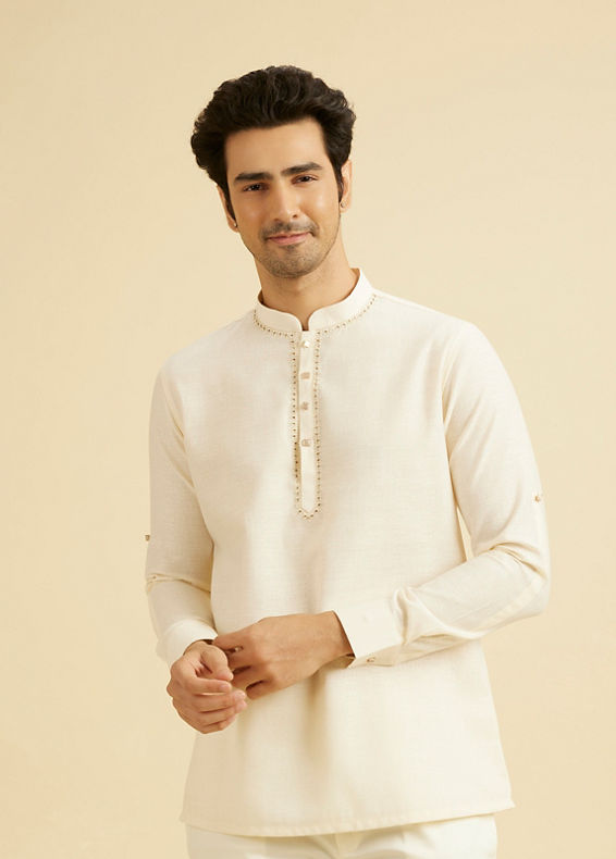 Manyavar Men Elegant Cream Kurta Ensembles