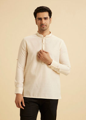 Manyavar Men Elegant Cream Kurta Ensembles