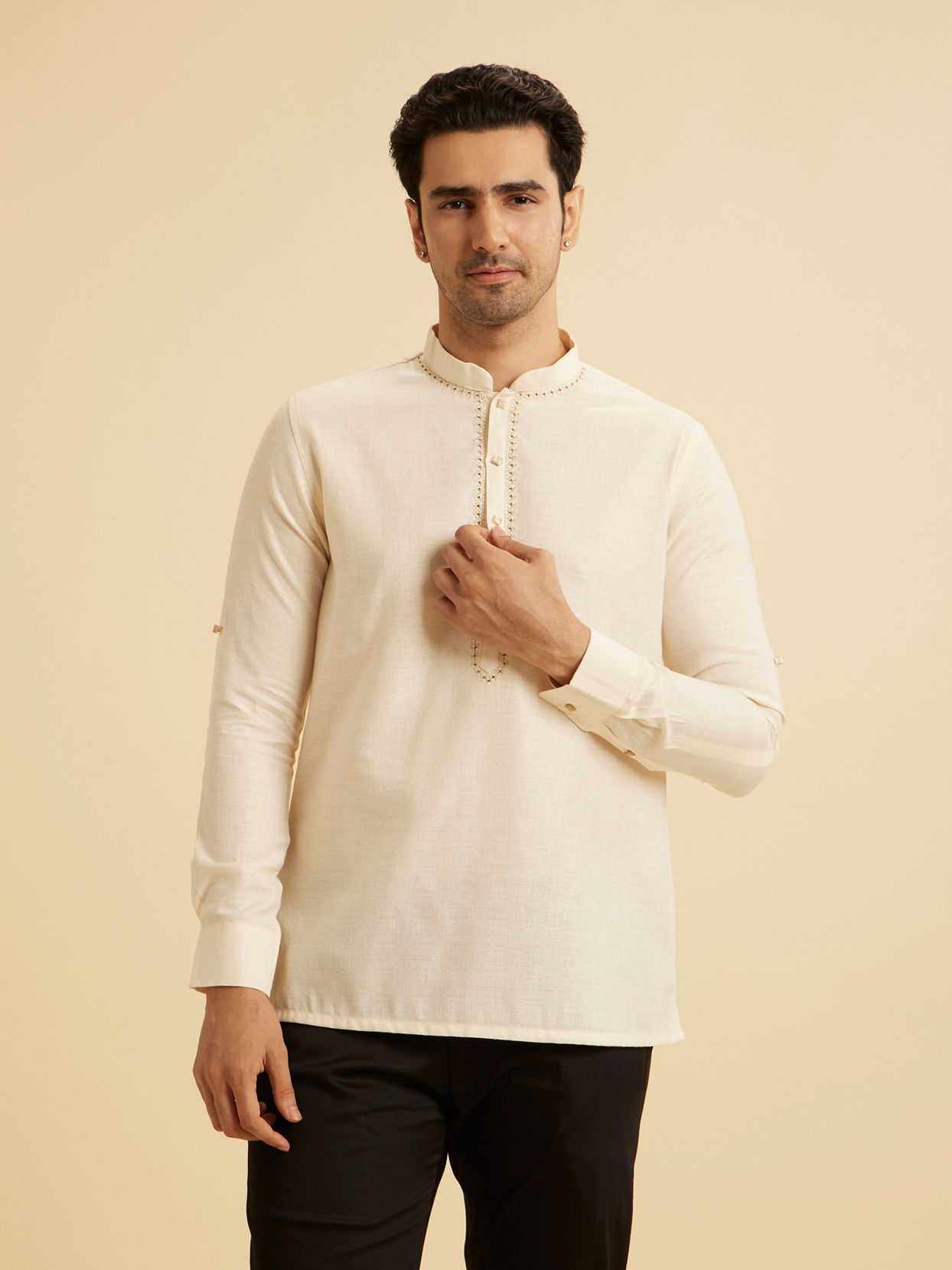 Manyavar Men Elegant Cream Kurta Ensembles