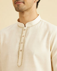 Manyavar Men Elegant Cream Kurta Ensembles