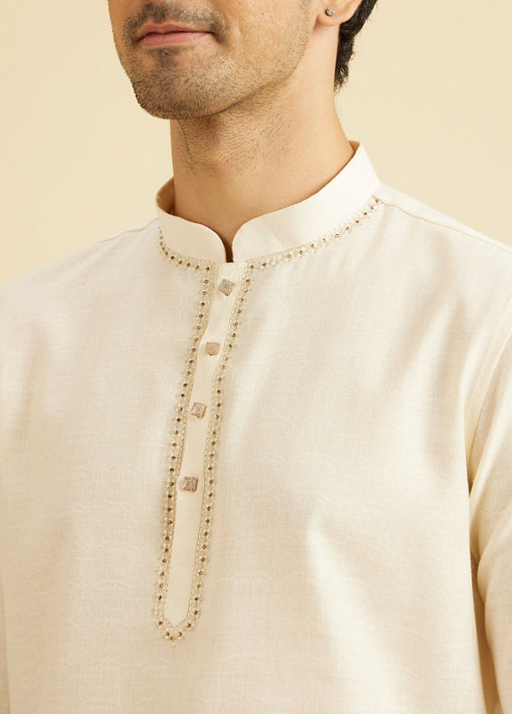 Manyavar Men Elegant Cream Kurta Ensembles