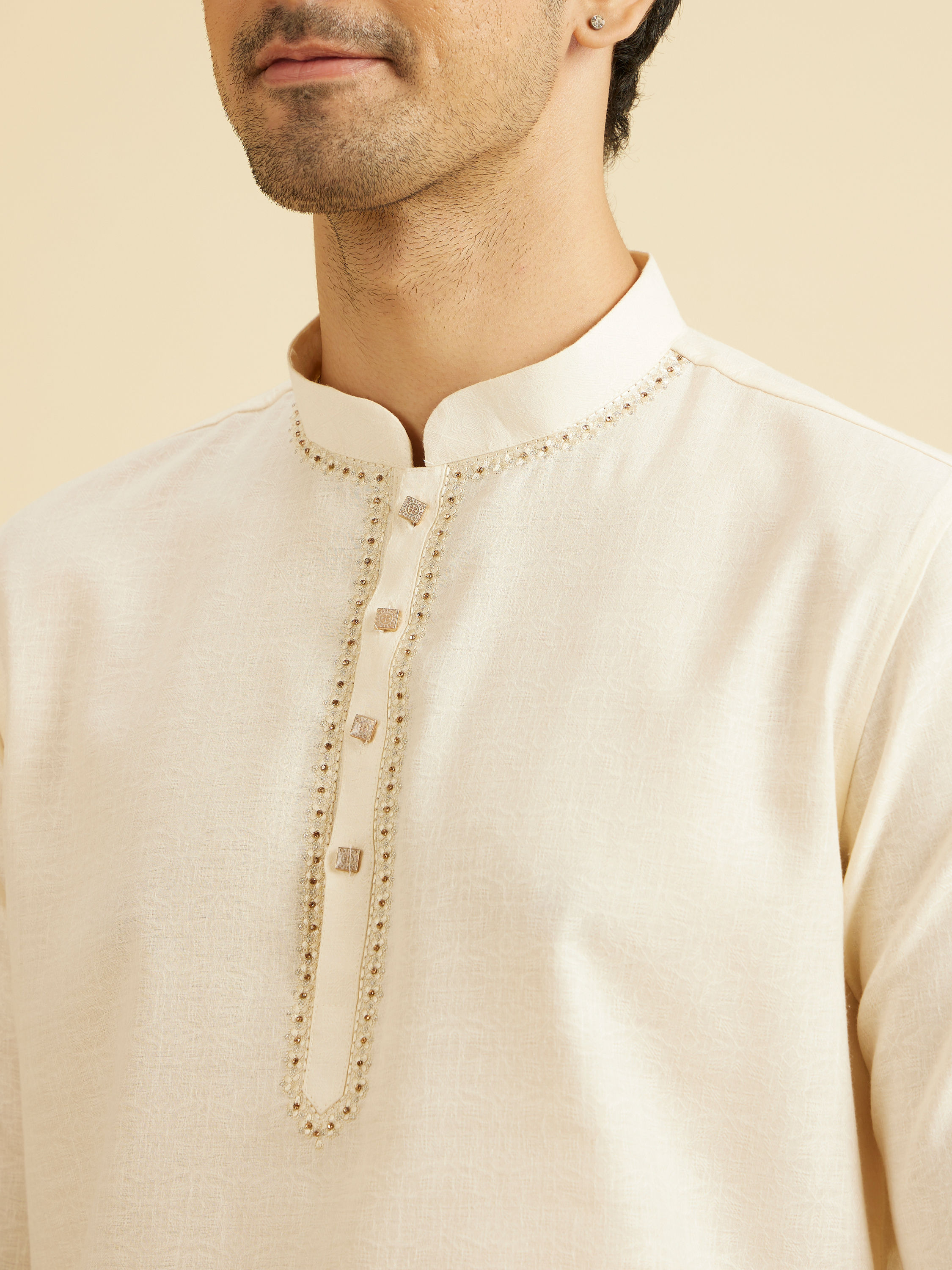 Manyavar Men Elegant Cream Kurta Ensembles