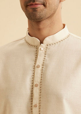 Manyavar Men Elegant Cream Kurta Ensembles