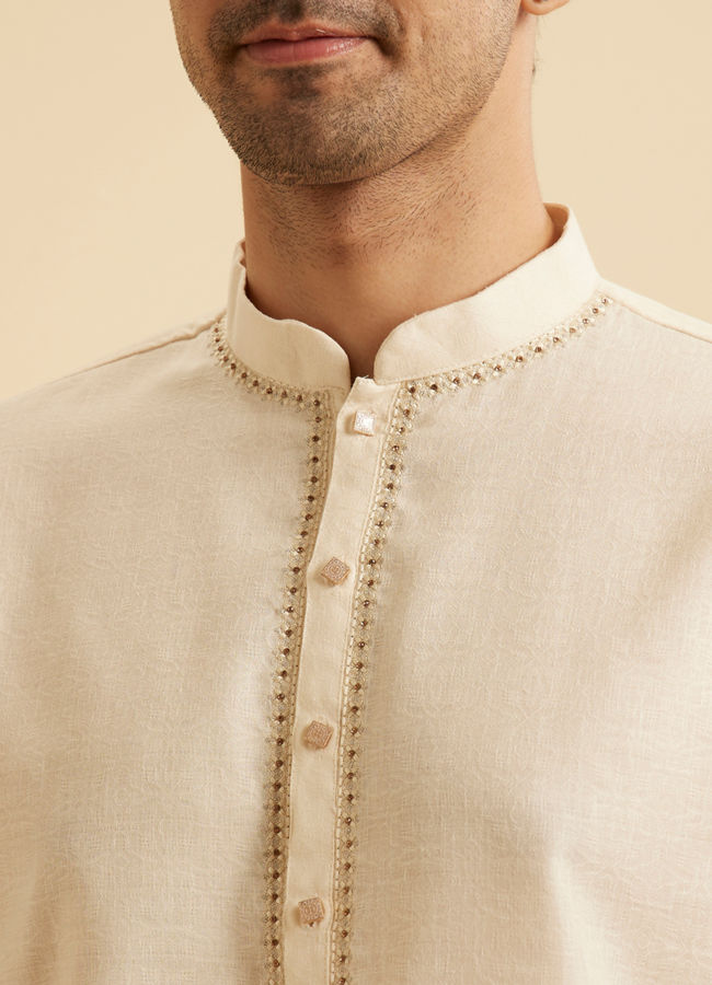 Manyavar Men Elegant Cream Kurta Ensembles