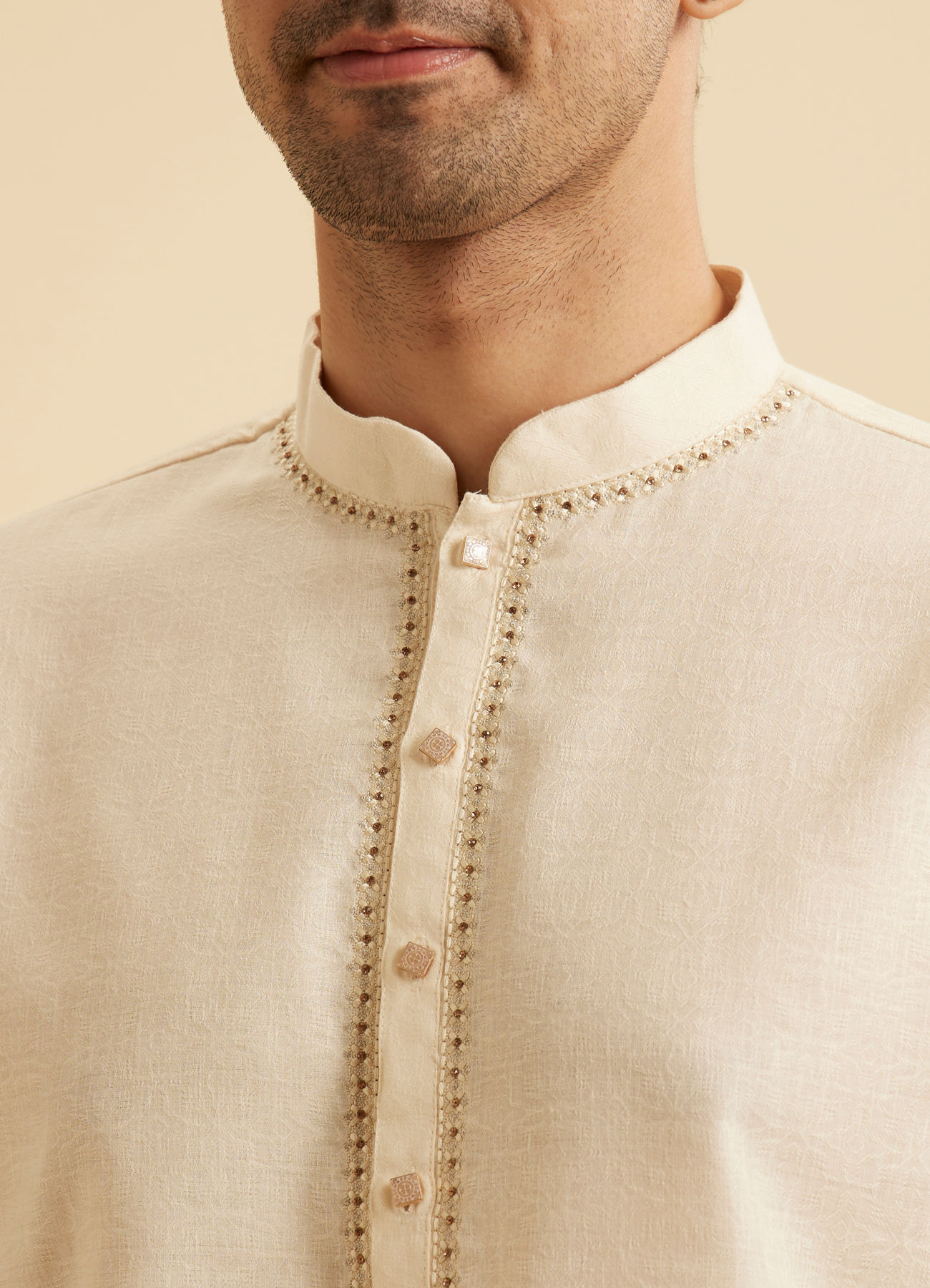 Manyavar Men Elegant Cream Kurta Ensembles