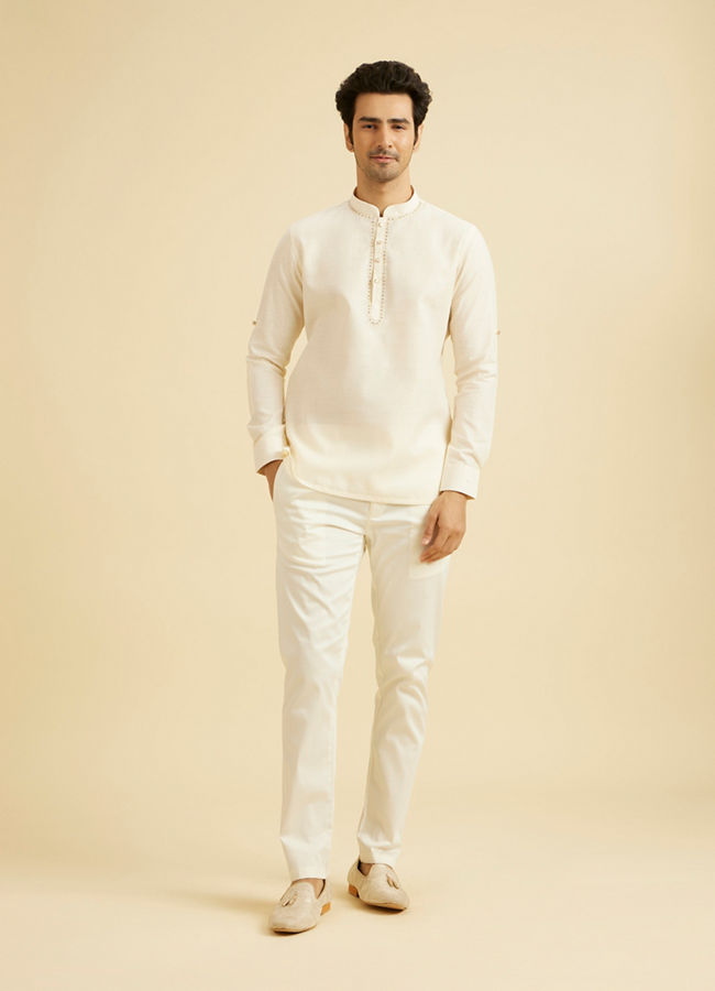 Manyavar Men Elegant Cream Kurta Ensembles