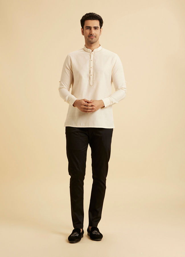 Manyavar Men Elegant Cream Kurta Ensembles