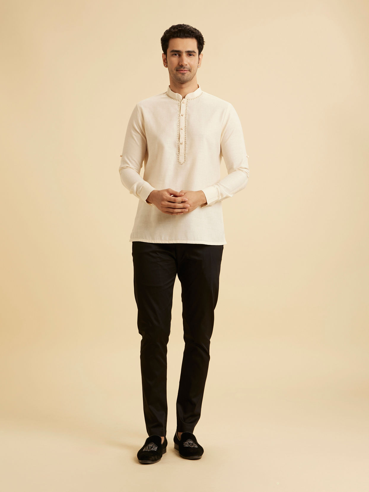 Manyavar Men Elegant Cream Kurta Ensembles