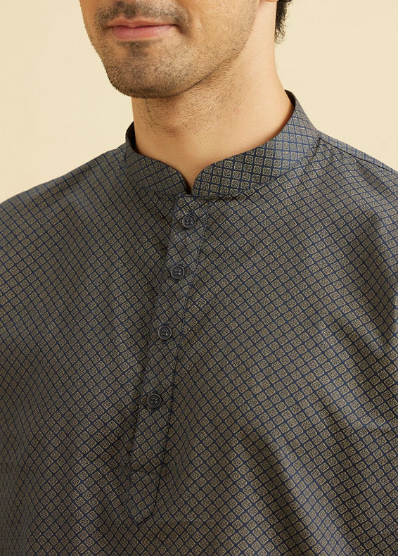 Manyavar Men Elegant Dark Blue Kurta Set