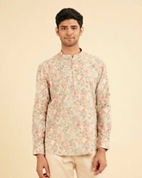Manyavar Men Peach Royal Elegance Kurta