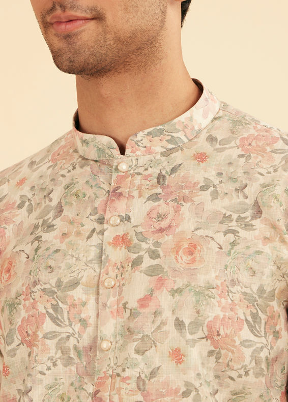 Manyavar Men Peach Royal Elegance Kurta