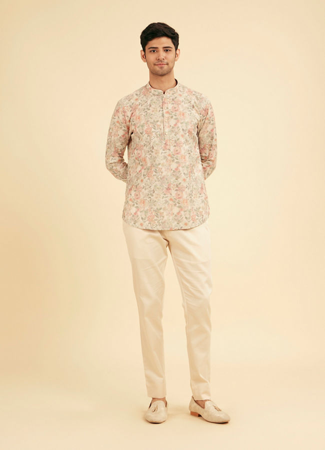 Manyavar Men Peach Royal Elegance Kurta