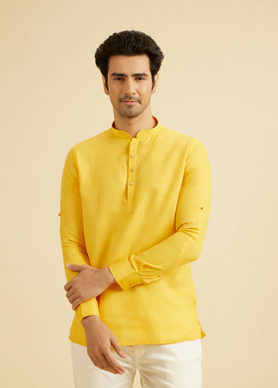 Manyavar Men Radiant Mustard Cotton Kurta
