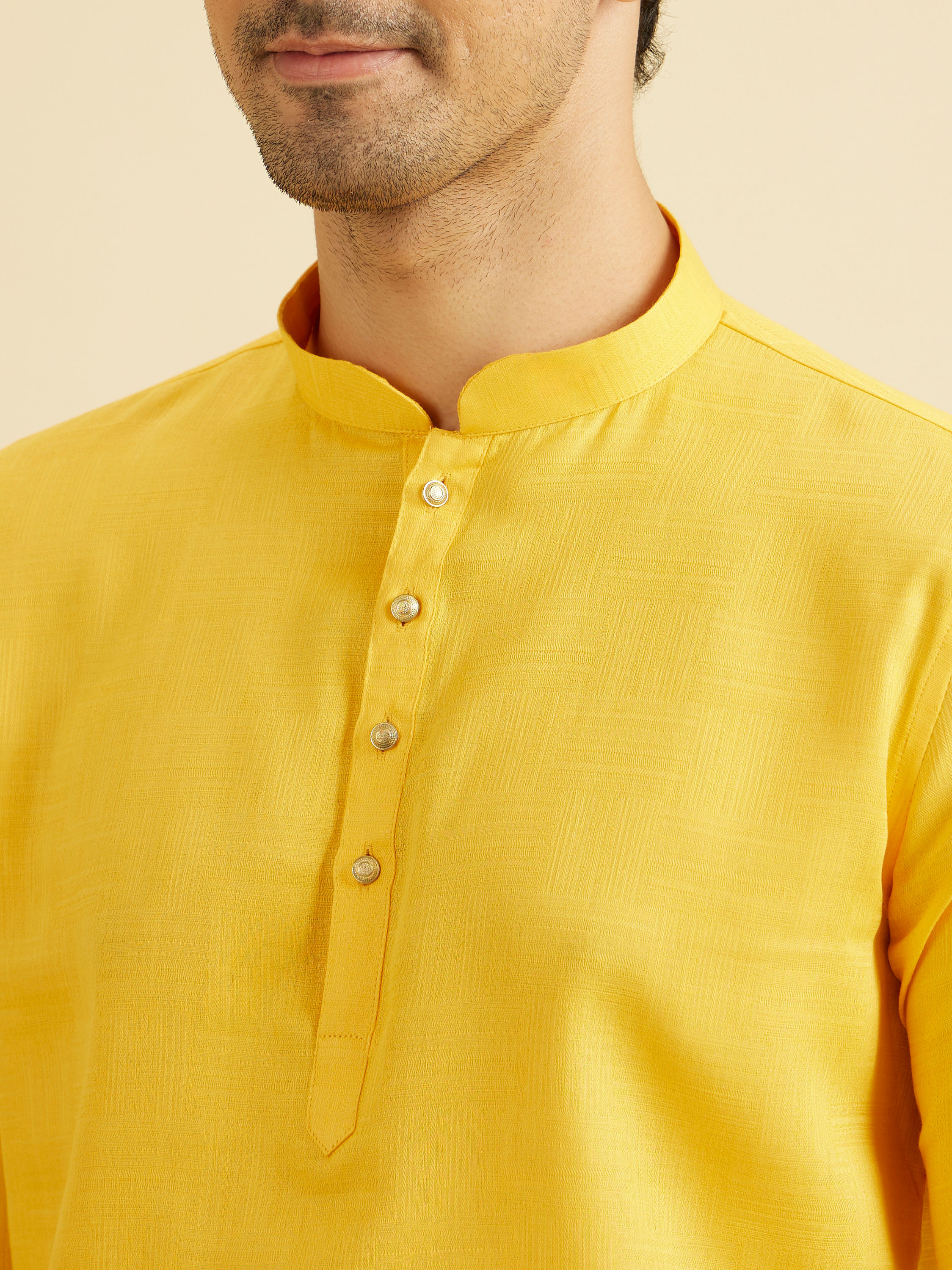 Manyavar Men Radiant Mustard Cotton Kurta
