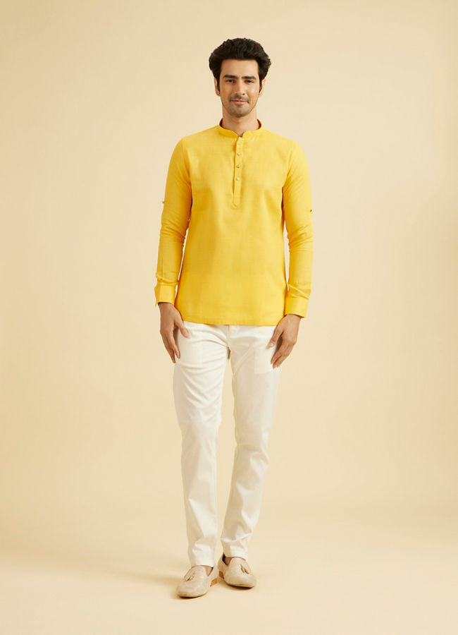 Manyavar Men Radiant Mustard Cotton Kurta