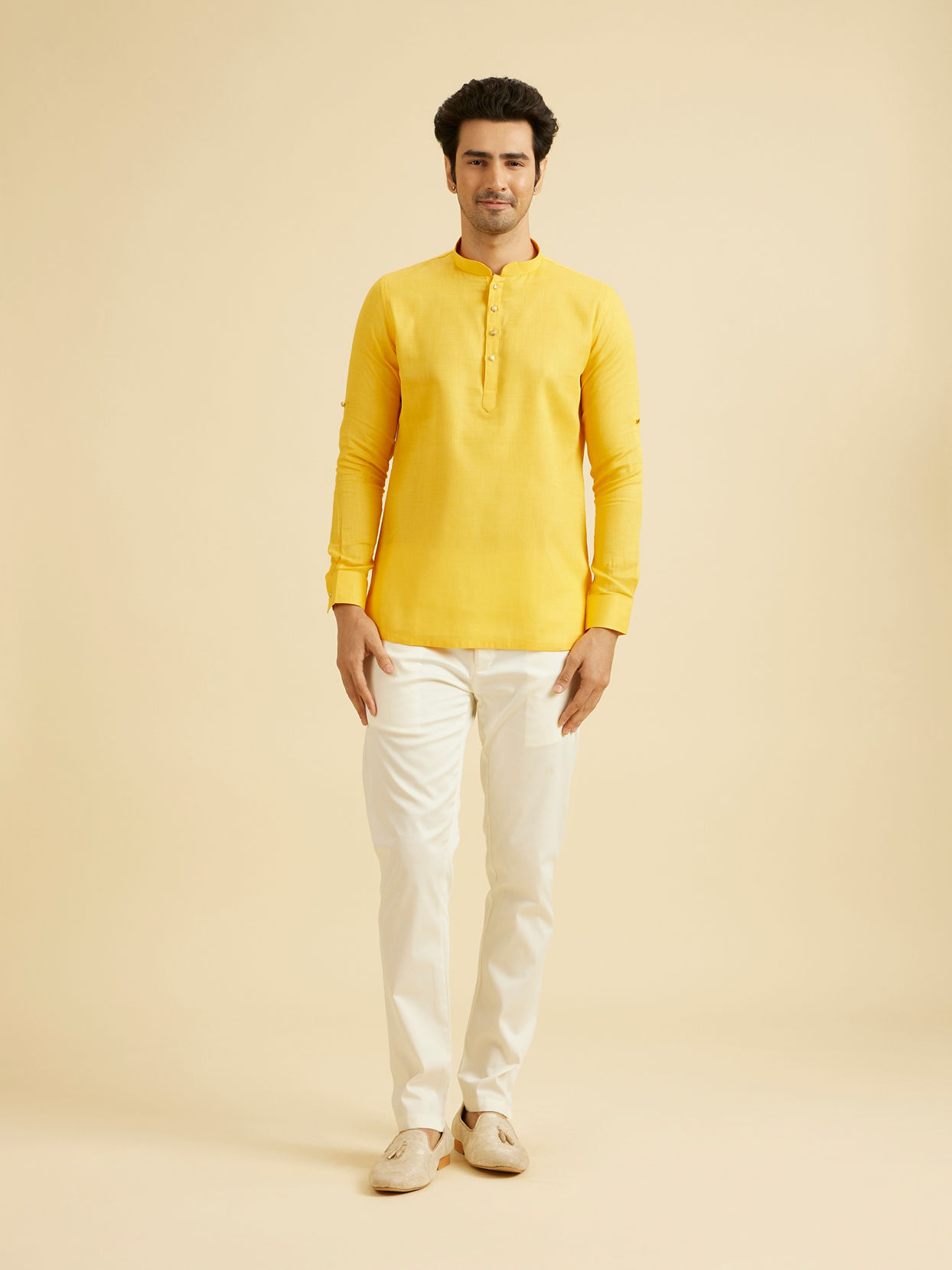 Manyavar Men Radiant Mustard Cotton Kurta