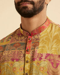 Manyavar Men Elegant Mehndi Green Short Kurta