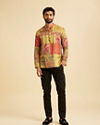 Manyavar Men Elegant Mehndi Green Short Kurta
