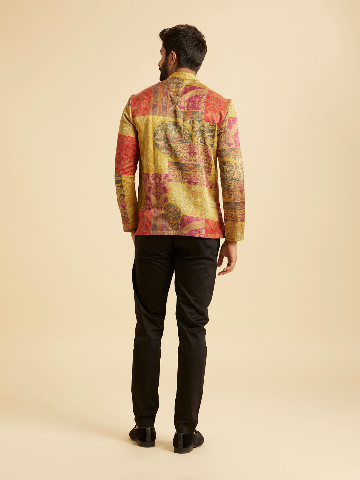 Manyavar Men Elegant Mehndi Green Short Kurta