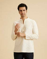 Manyavar Men Cream Elegance Short Kurta