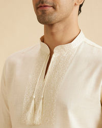 Manyavar Men Cream Elegance Short Kurta