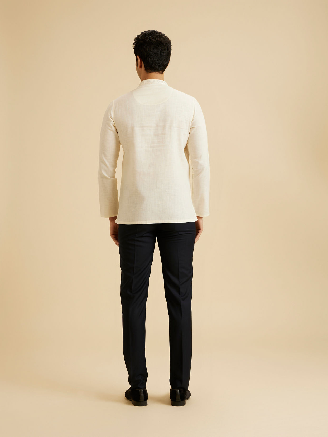 Manyavar Men Cream Elegance Short Kurta