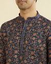 Manyavar Men Elegant Dark Blue Short Kurta