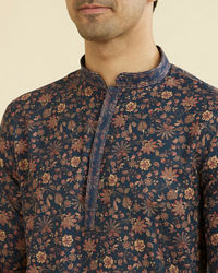 Manyavar Men Elegant Dark Blue Short Kurta