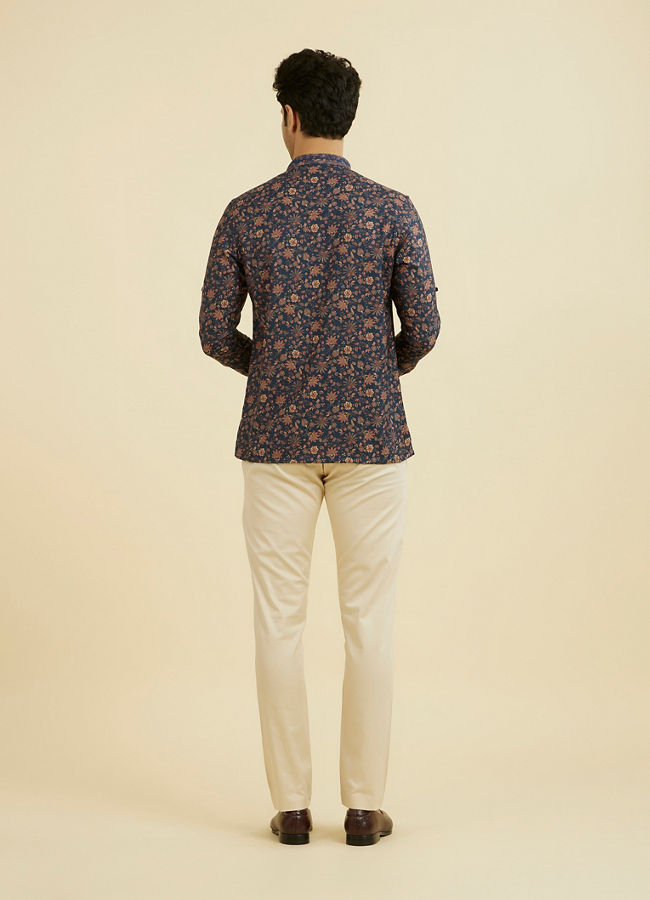 Manyavar Men Elegant Dark Blue Short Kurta