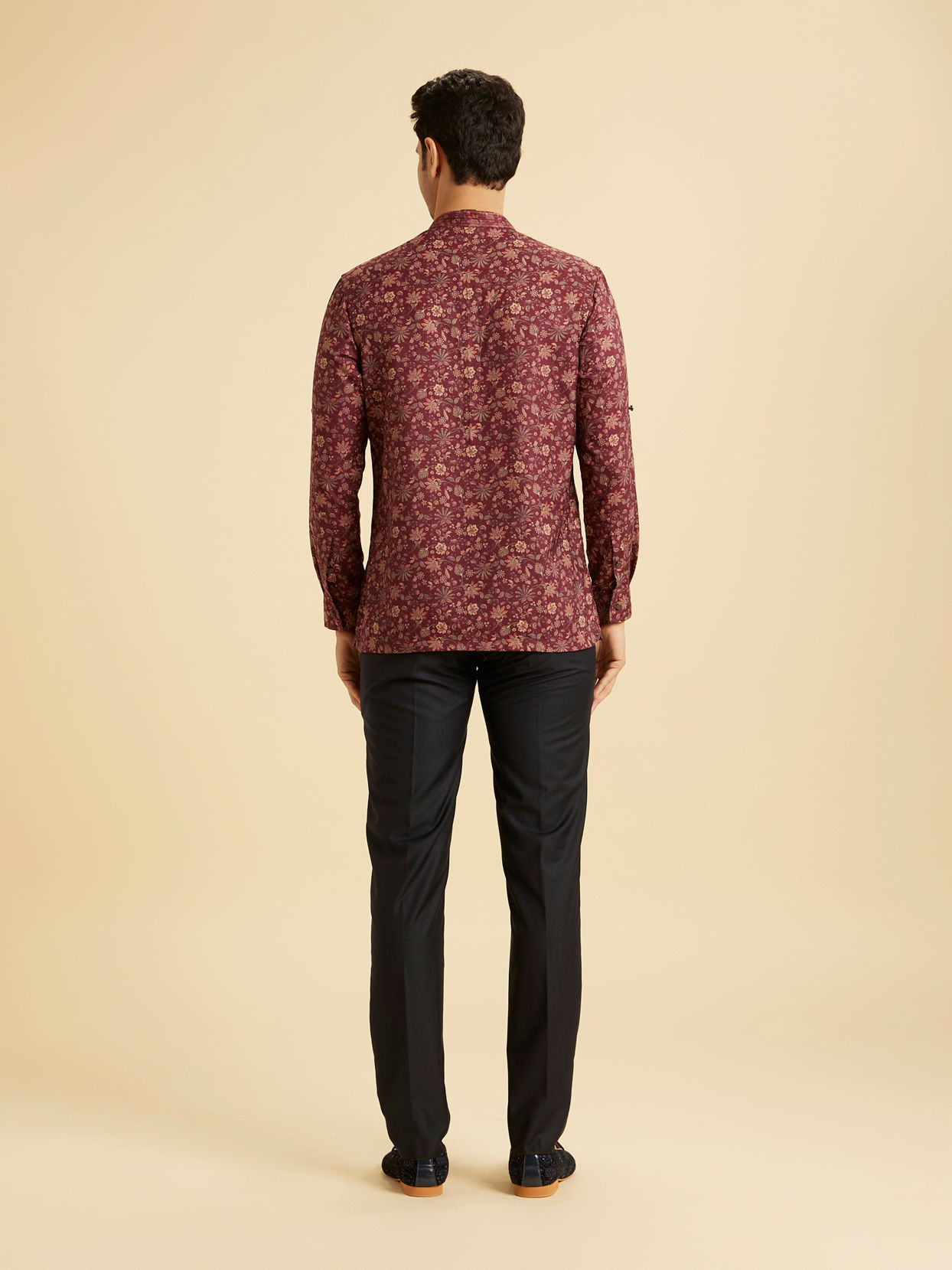 Manyavar Men Maroon Majesty Short Kurta