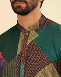 Manyavar Men Lush Green Satin Short Kurta