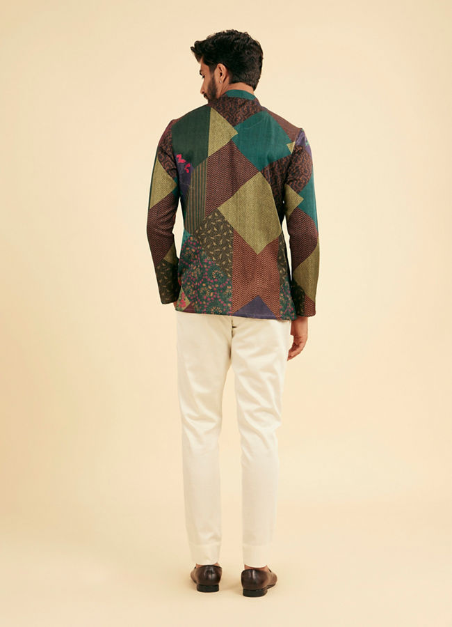 Manyavar Men Lush Green Satin Short Kurta