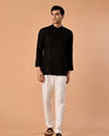 Manyavar Men Elegant Black Linen Short Kurta