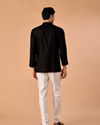 Manyavar Men Elegant Black Linen Short Kurta